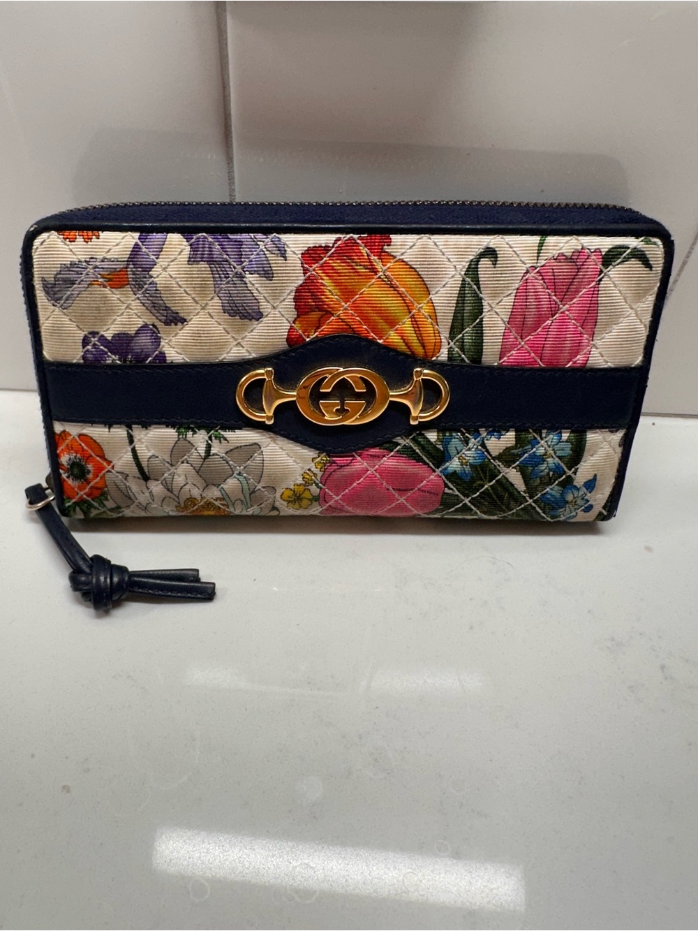 Gucci Zumi Floral Canvas Leather Horsebit Wallet
